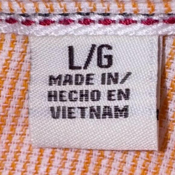 Mens Shirt Large Orange Weatherproof Vintage Short Sleeve Button Down L Lg Peach - Picture 9 of 9